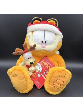Garfield Plush Macy's 25 Years Odie Night Before Christmas Book Birthday ~16" LN
